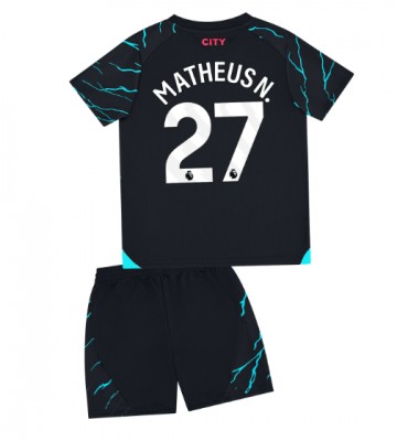 Manchester City Matheus Nunes #27 Tredjeställ Barn 2023-24 Kortärmad (+ Korta byxor)